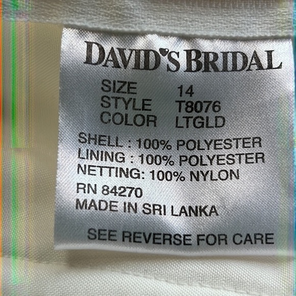 Davids Bridal MichaelAngelo Lt Gold Wedding Gown EUC Size 14 Style T8076 - Picture 7 of 11